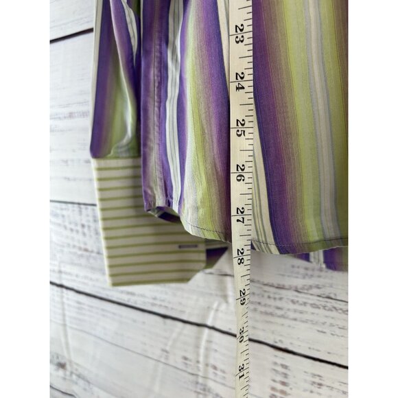 Robert Graham Dress Shirt Lime GreenPurple White Striped Colorful Button Down - Picture 6 of 16